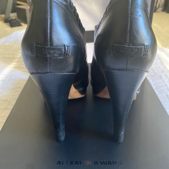 UGG Black Leather Heeled Booties - Picture 3 of 5